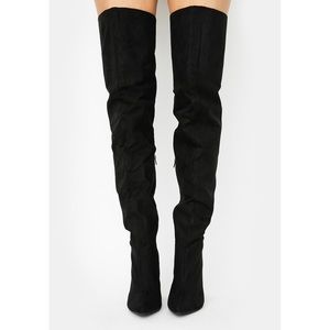 Shiekh Pointed Toe Thigh High Boots Black